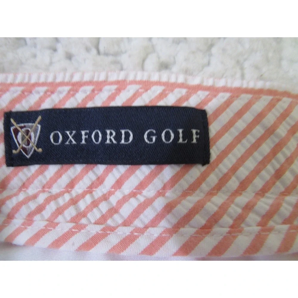 Oxford Golf Mens Size 38 Stretch Orange Flat Front Seersucker Shorts RSVP $85